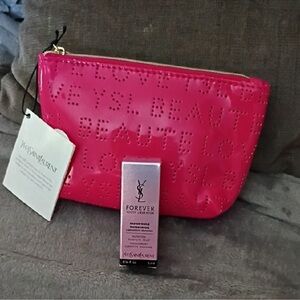 NWT Yves Saint Laurent Pink Cosmetic Bag and Serum